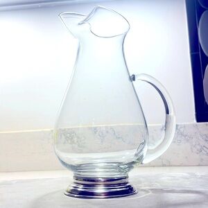 Sterling Silver Blown Glass Martini Cocktail Pitcher Solid Base MCM Scandinavian